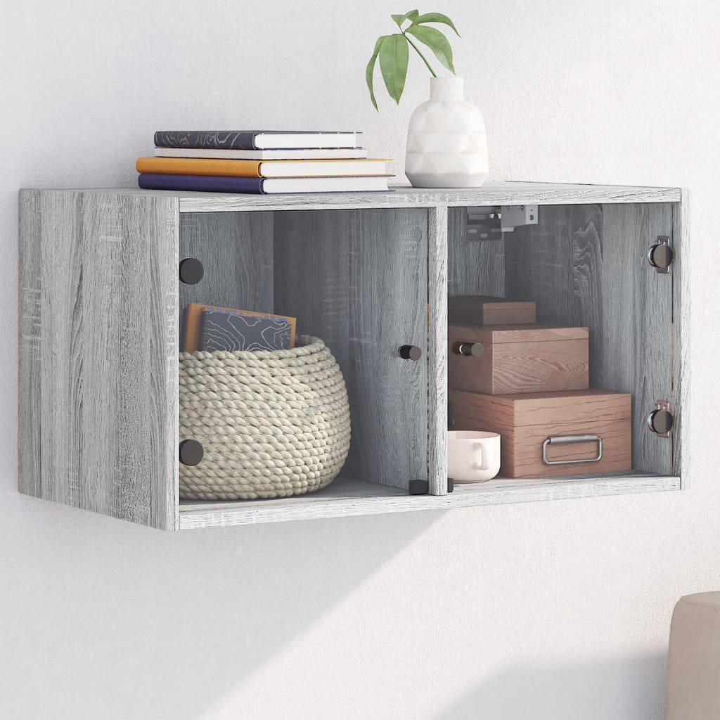 Wall cabinet with Gray Sonoma Glass Doors 68.5x37x35 cm