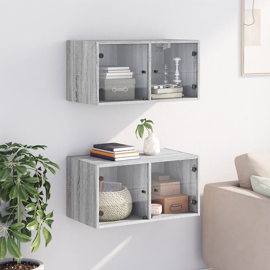 Wall cupboards 2 pcs Sonoma Gray 68.5x37x35 cm
