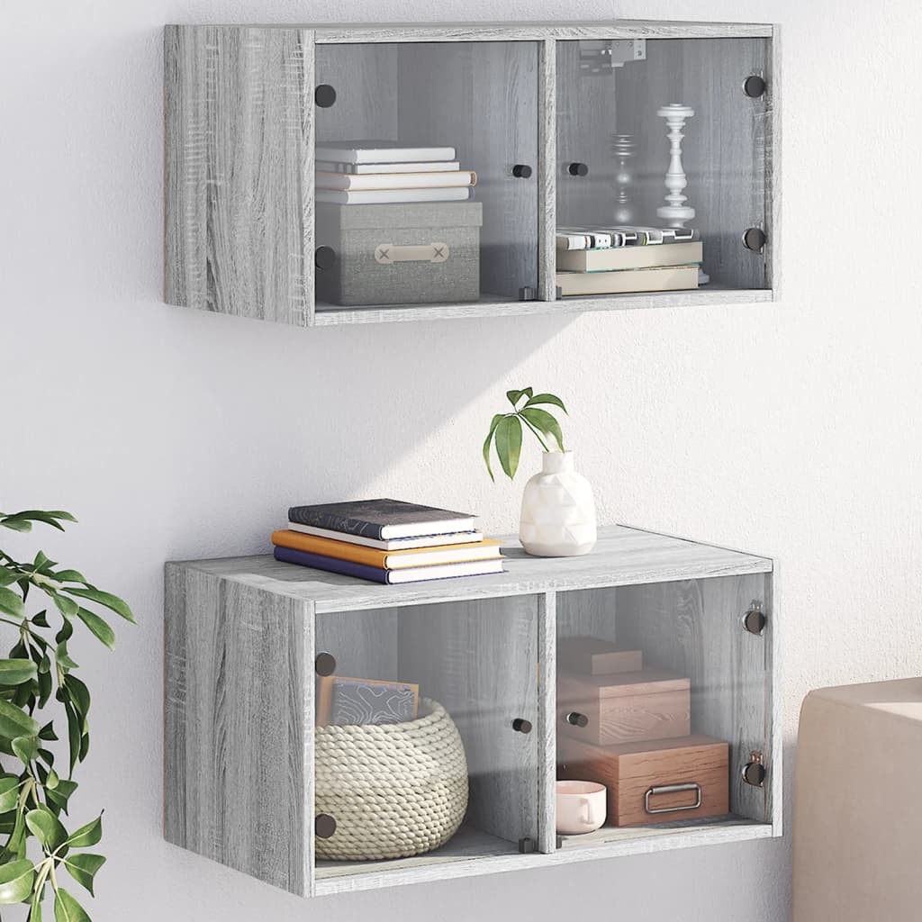 Wall cupboards 2 pcs Sonoma Gray 68.5x37x35 cm