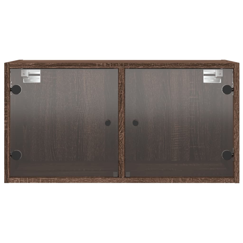 Wall cabinets glass doors 2 pcs brown oak 68.5x37x35cm