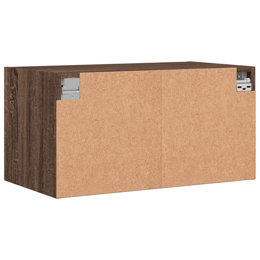 Wall cabinets glass doors 2 pcs brown oak 68.5x37x35cm