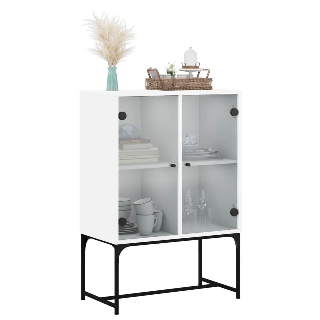 Armadio laterale con porte di vetro bianco 69x37x100 cm