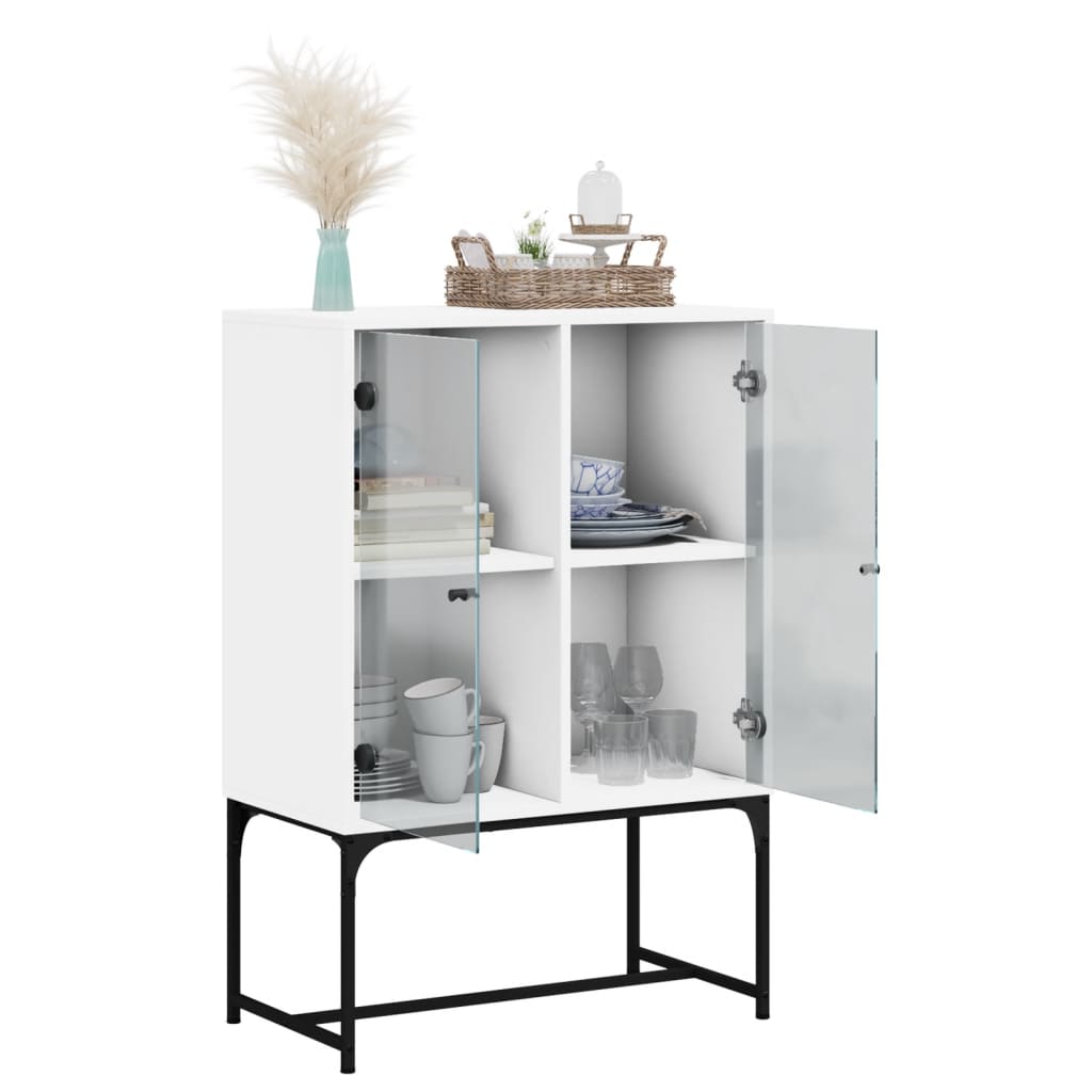 Armadio laterale con porte di vetro bianco 69x37x100 cm
