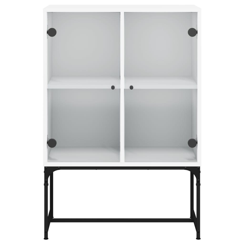 Armadio laterale con porte di vetro bianco 69x37x100 cm