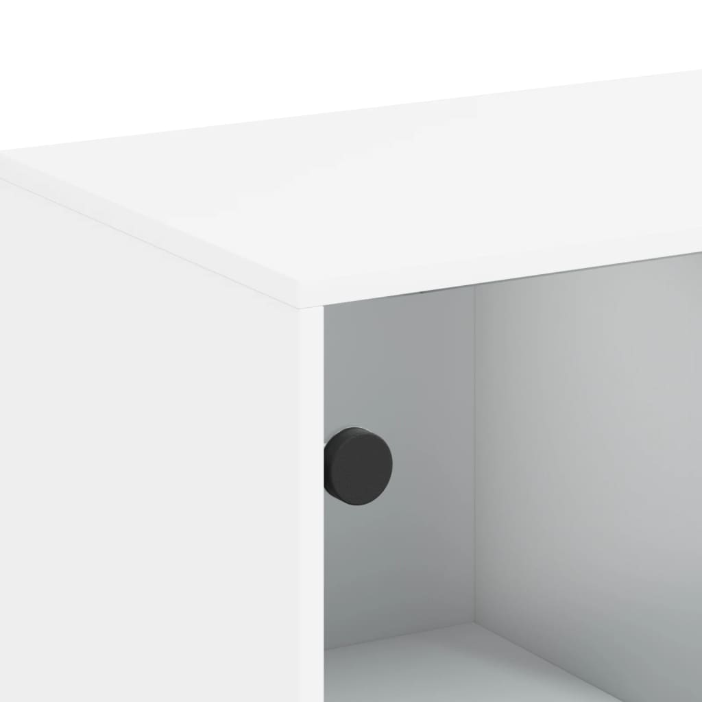 Armadio laterale con porte di vetro bianco 69x37x100 cm