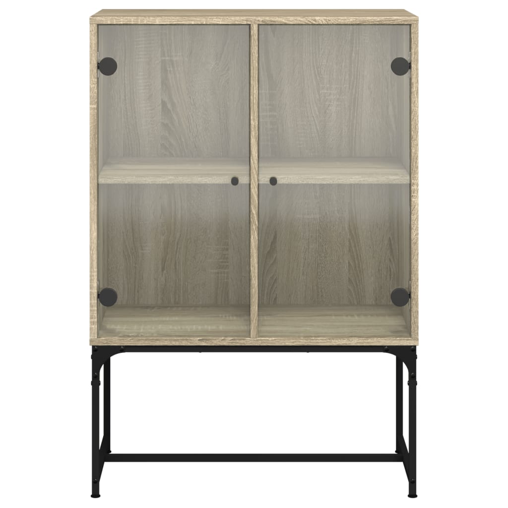 Cabinet laterale con porte di vetro in quercia Sonoma 69x37x100 cm