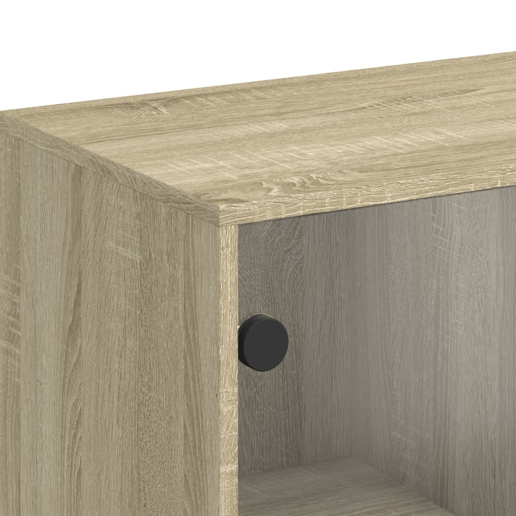 Cabinet laterale con porte di vetro in quercia Sonoma 69x37x100 cm