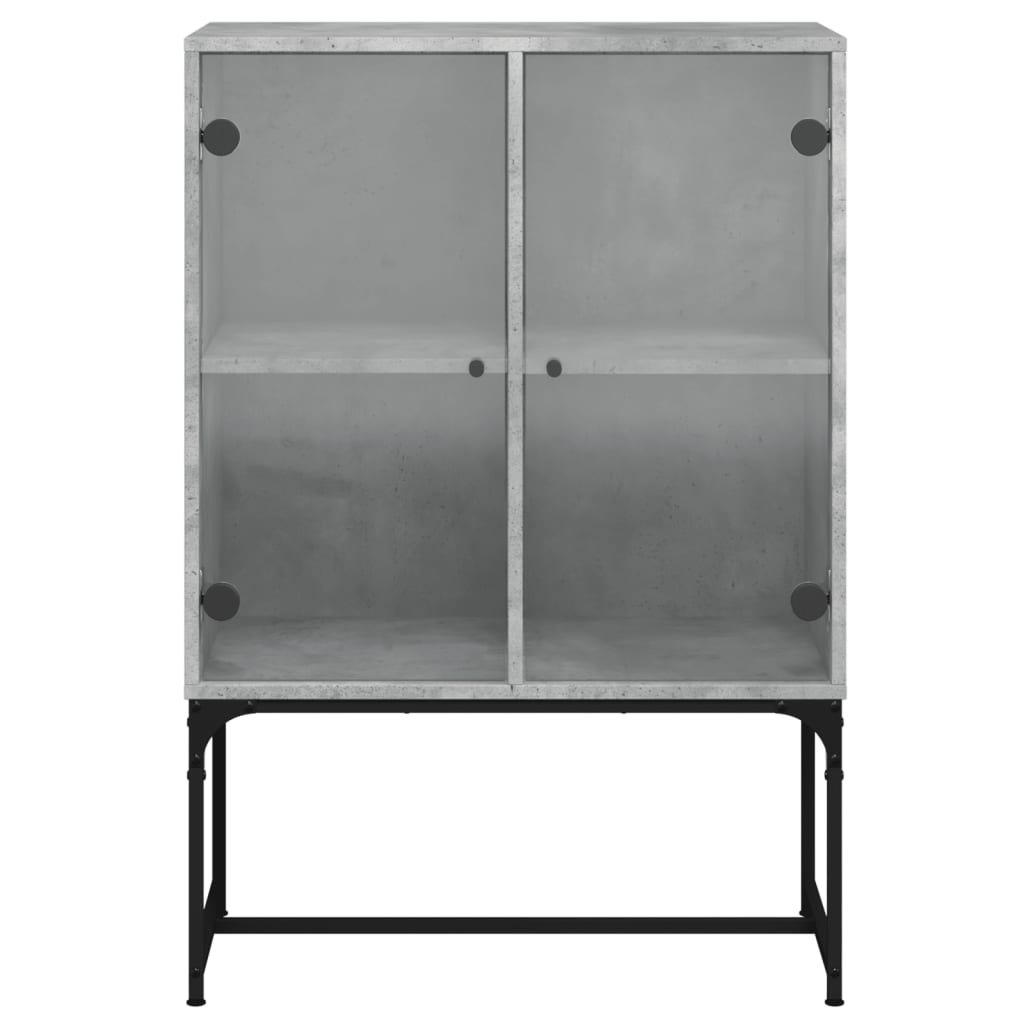 Armadio laterale con porte di vetro grigio in cemento 69x37x100 cm