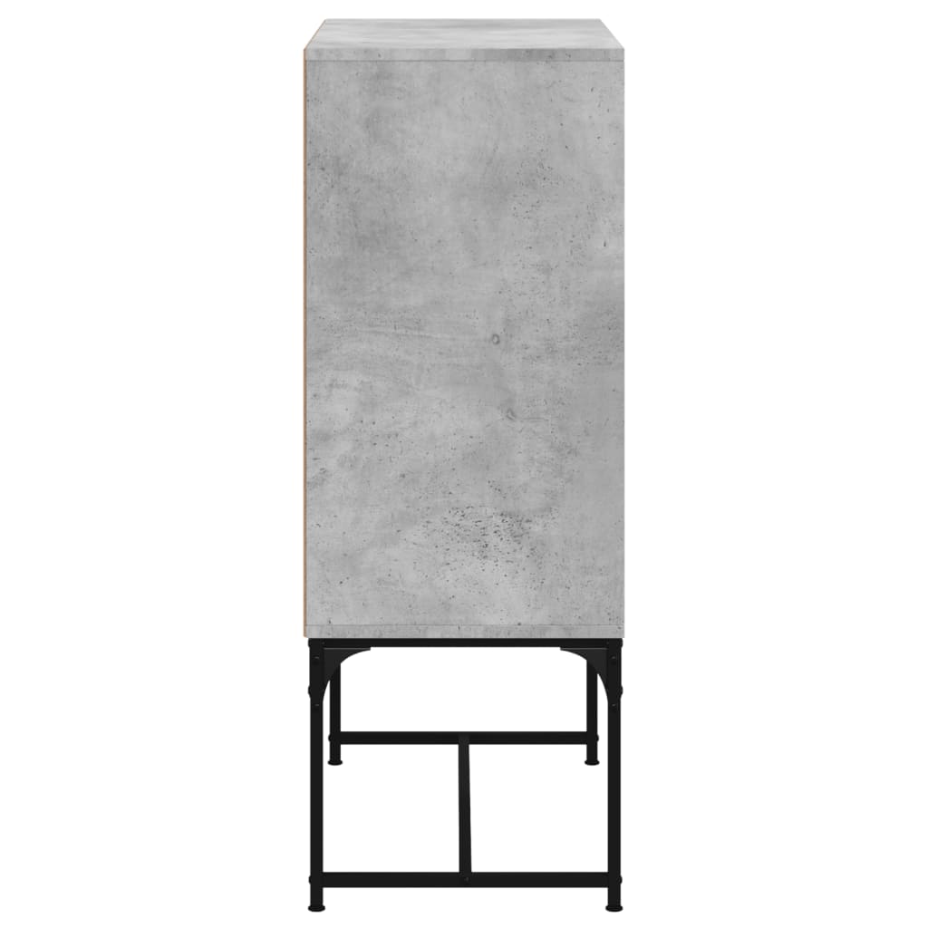 Armadio laterale con porte di vetro grigio in cemento 69x37x100 cm