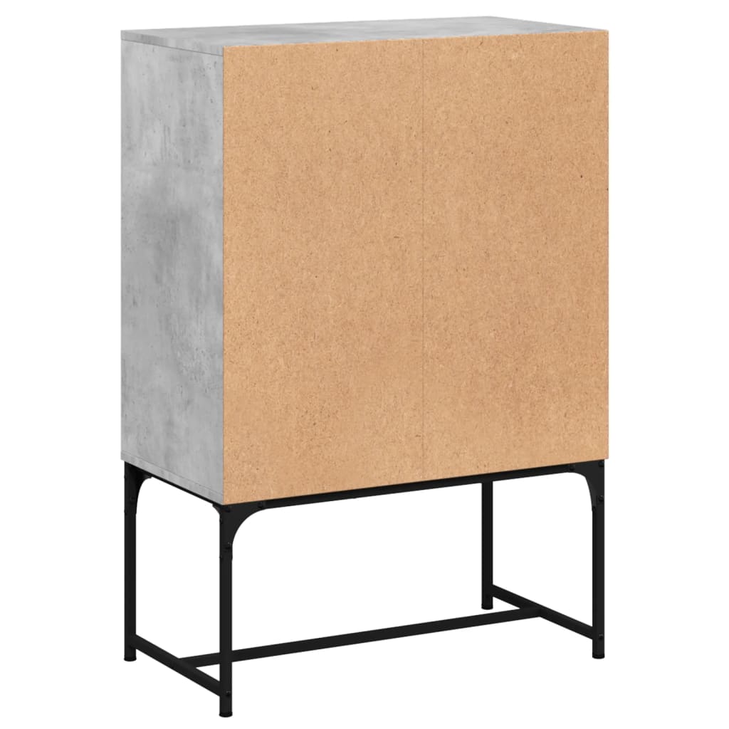 Armadio laterale con porte di vetro grigio in cemento 69x37x100 cm