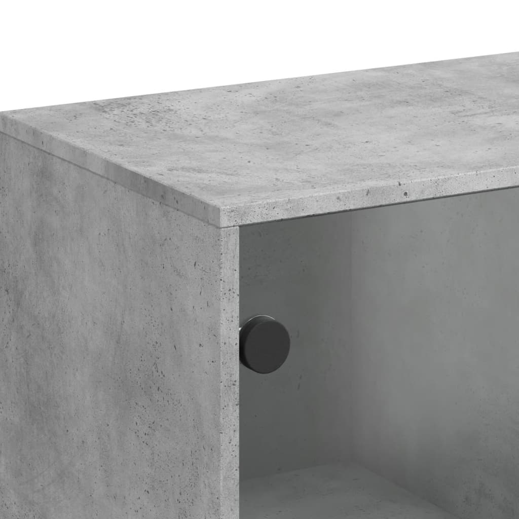 Armadio laterale con porte di vetro grigio in cemento 69x37x100 cm
