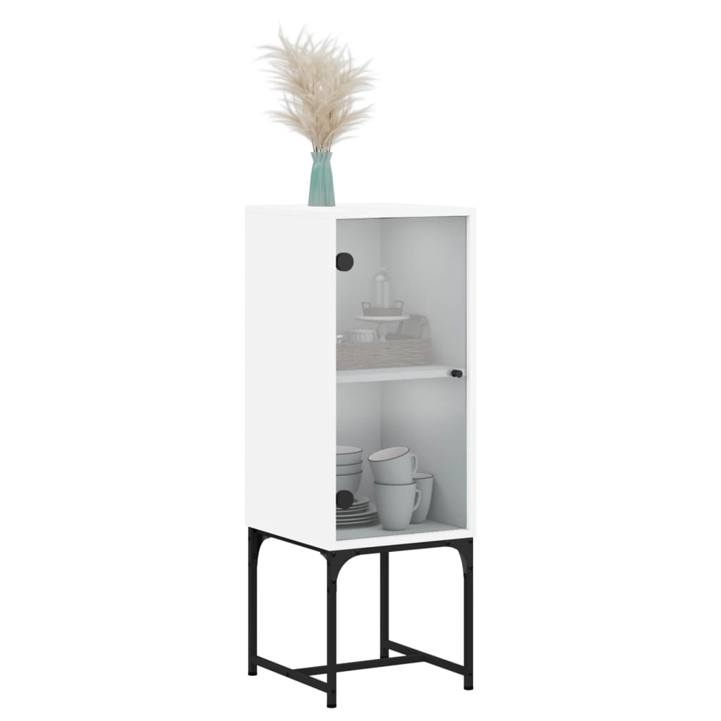 Armadio laterale con porta in vetro bianco 35x37x100 cm