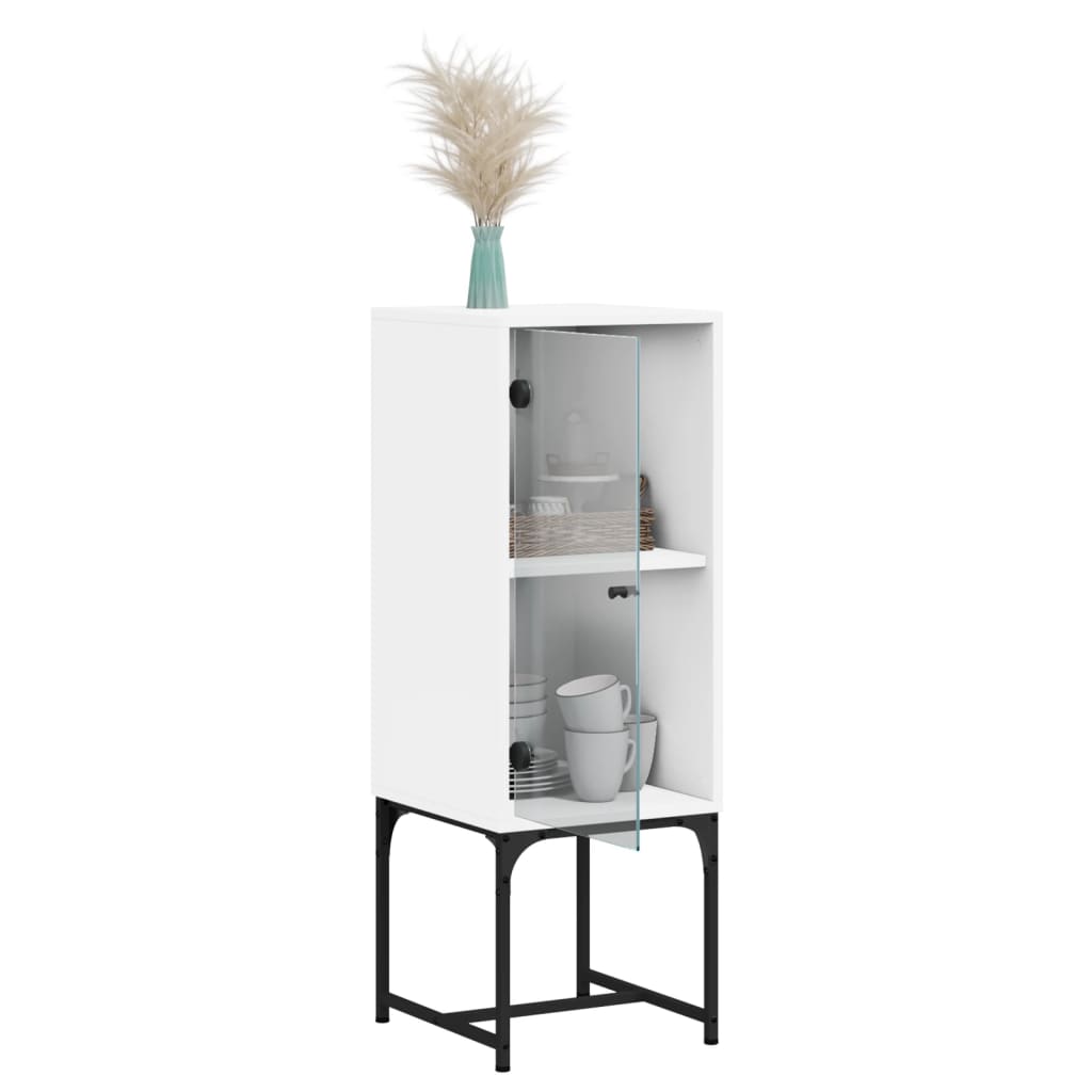 Armadio laterale con porta in vetro bianco 35x37x100 cm