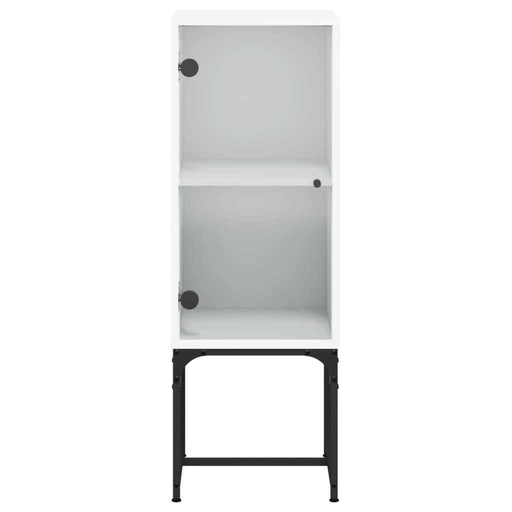 Armadio laterale con porta in vetro bianco 35x37x100 cm