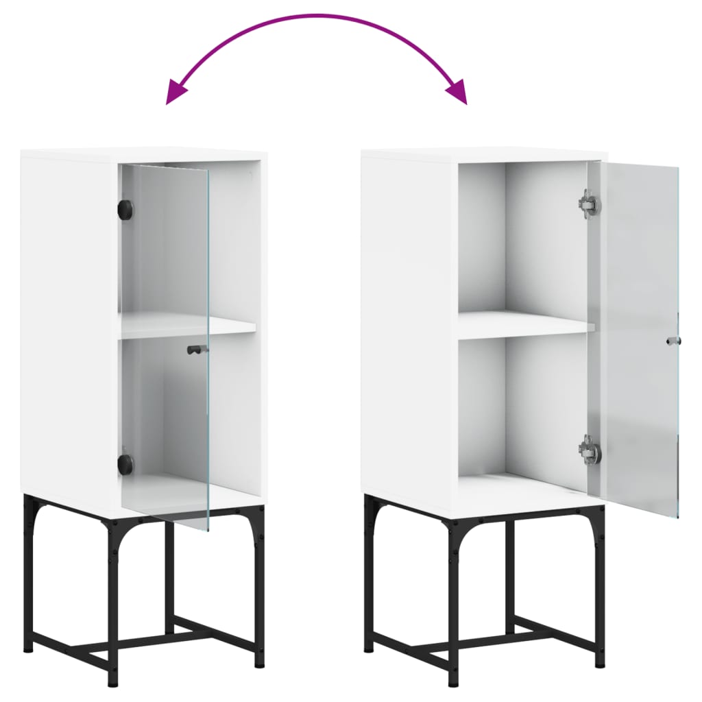Armadio laterale con porta in vetro bianco 35x37x100 cm