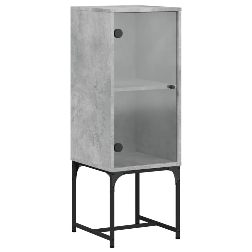 Armadio laterale con porta in vetro grigio in cemento 35x37x100 cm
