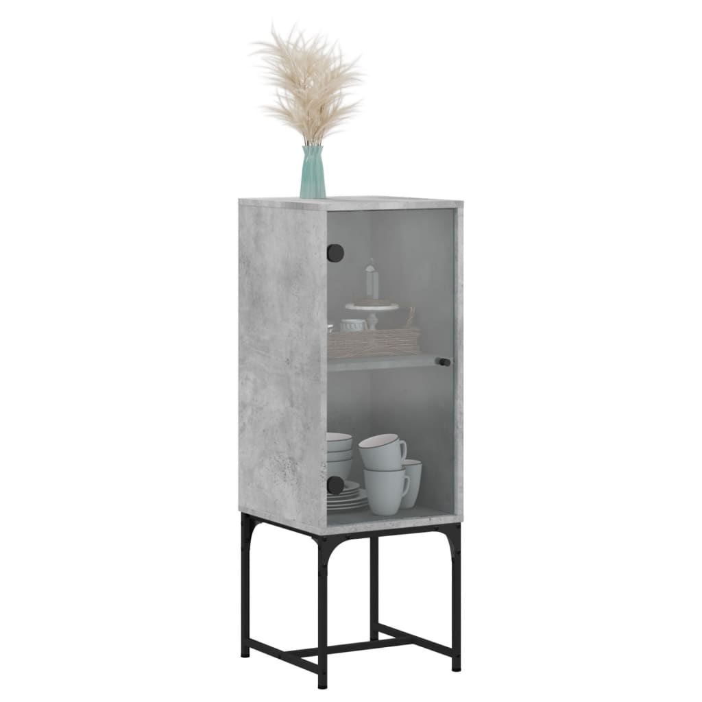 Armadio laterale con porta in vetro grigio in cemento 35x37x100 cm