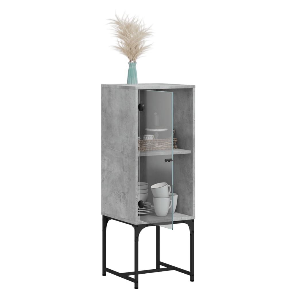Armadio laterale con porta in vetro grigio in cemento 35x37x100 cm