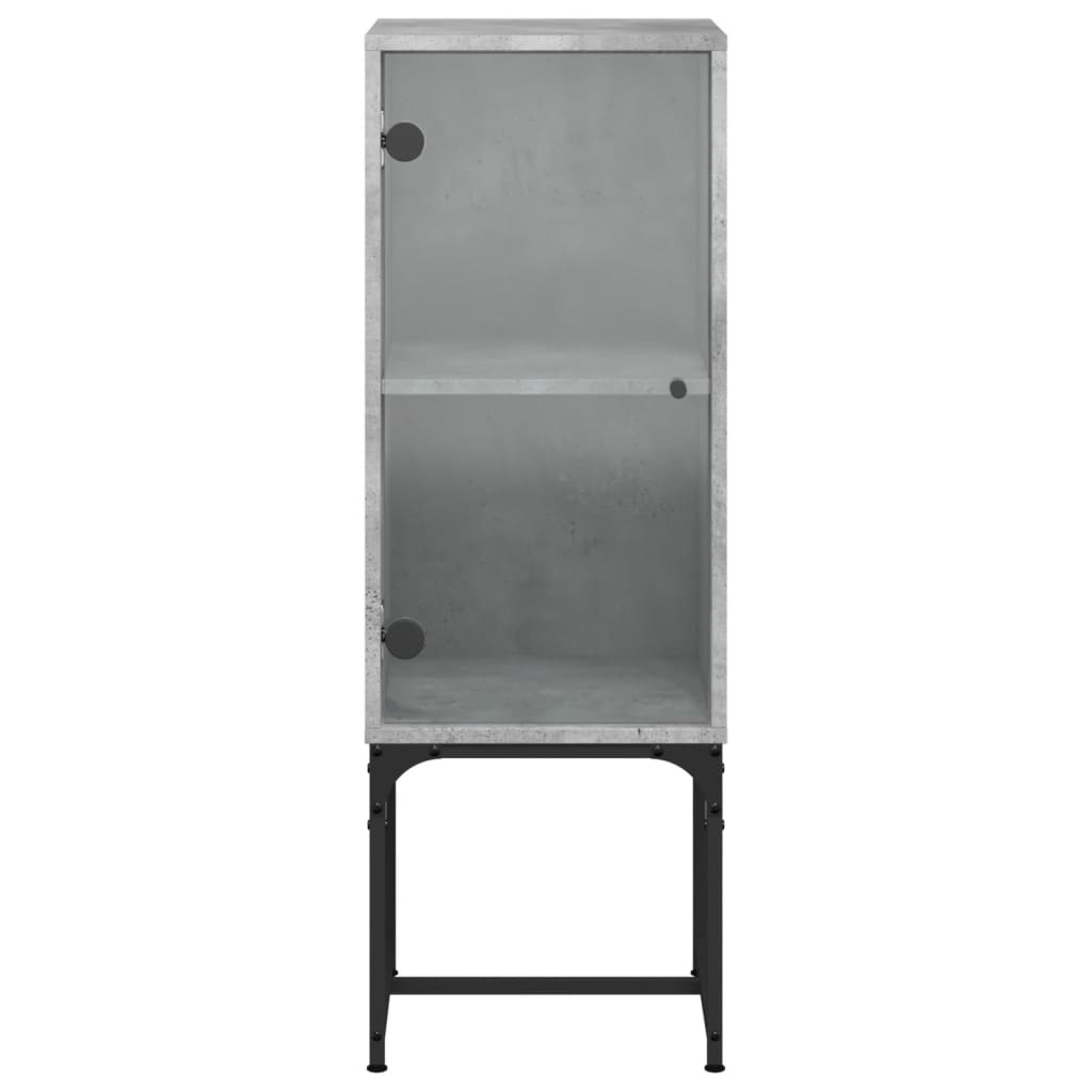 Armadio laterale con porta in vetro grigio in cemento 35x37x100 cm