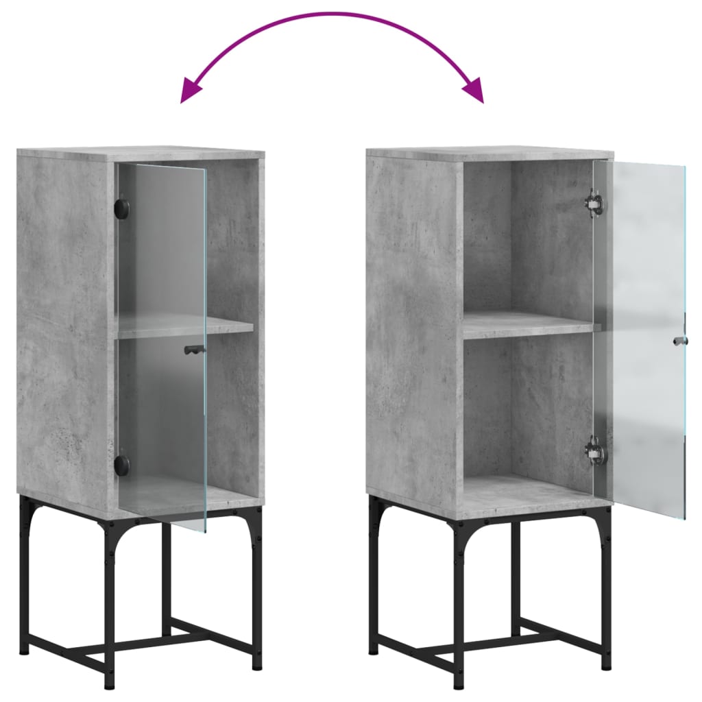 Armadio laterale con porta in vetro grigio in cemento 35x37x100 cm