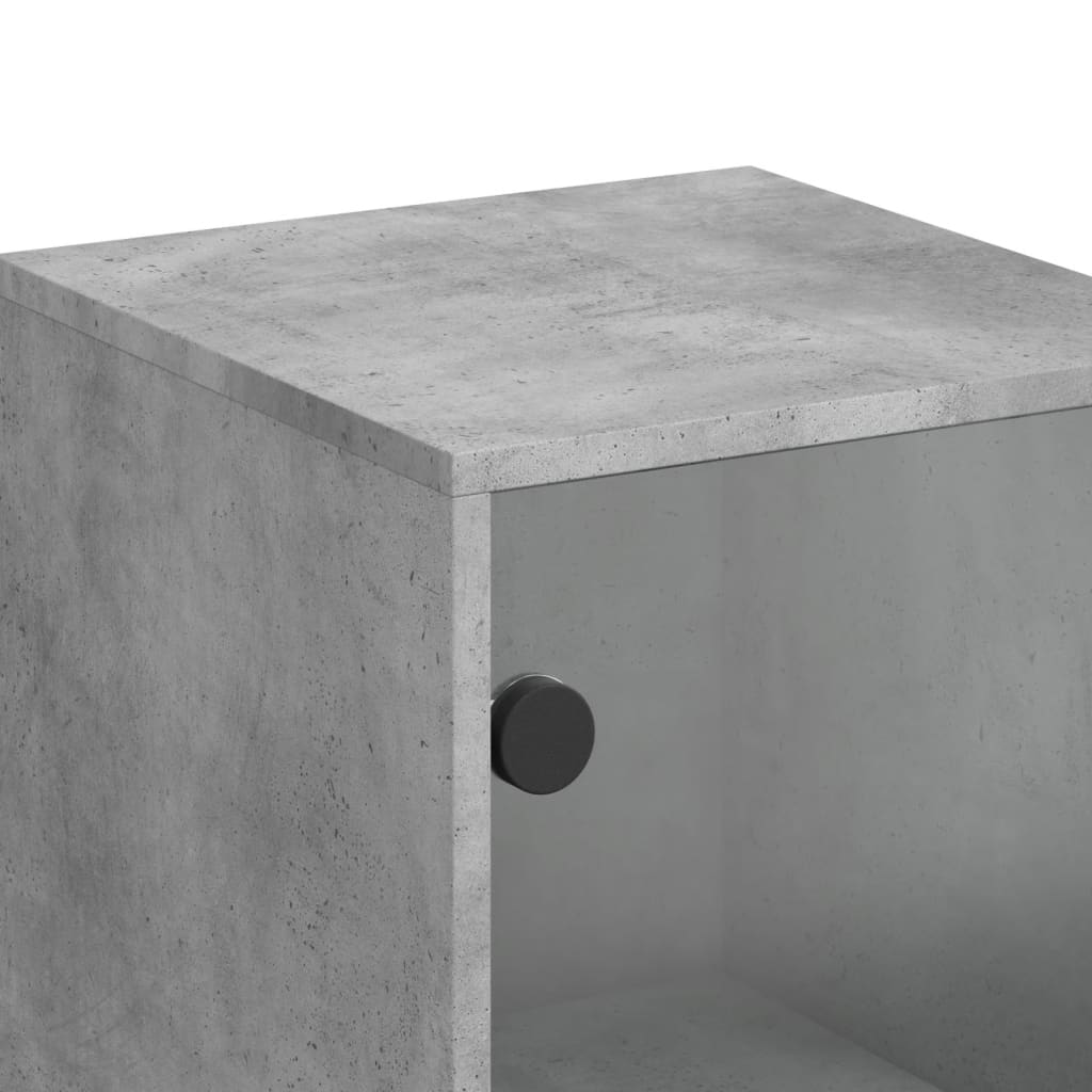 Armadio laterale con porta in vetro grigio in cemento 35x37x100 cm