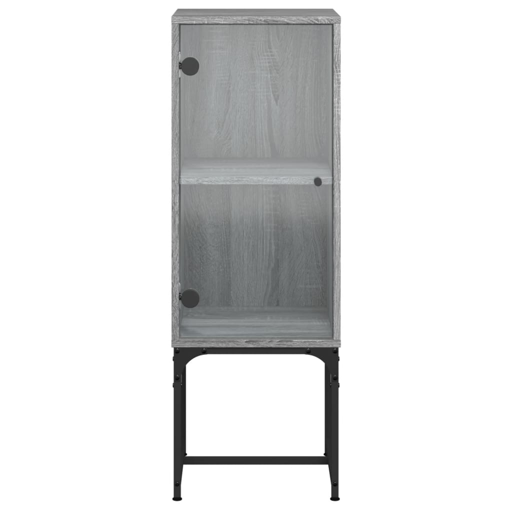 Armadio laterale con porta di vetro Sonoma grigio 35x37x100 cm