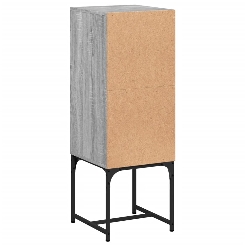 Armadio laterale con porta di vetro Sonoma grigio 35x37x100 cm