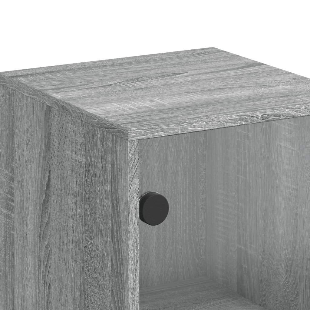 Armadio laterale con porta di vetro Sonoma grigio 35x37x100 cm