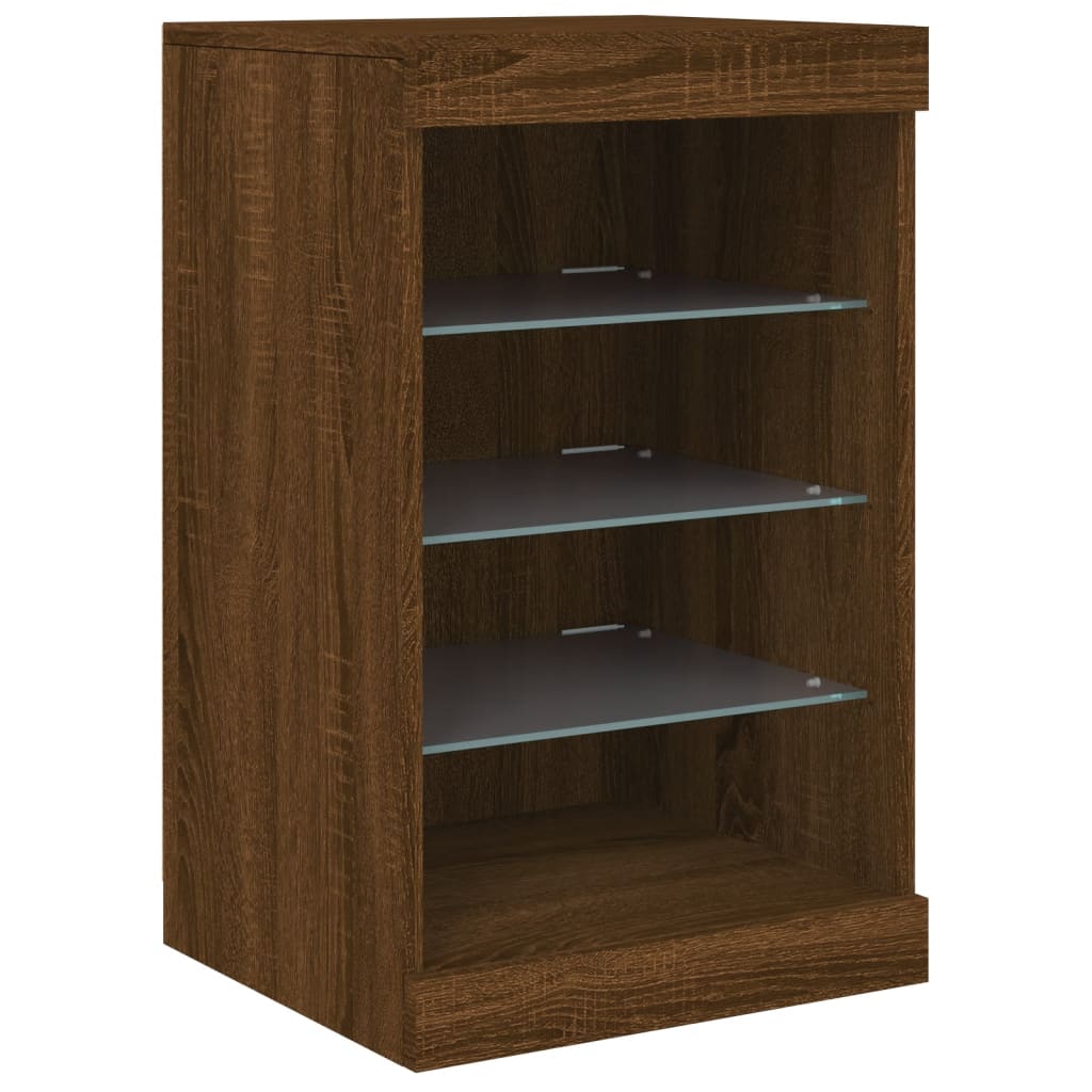 Buffet avec lumières LED chêne marron 41x37x67 cm