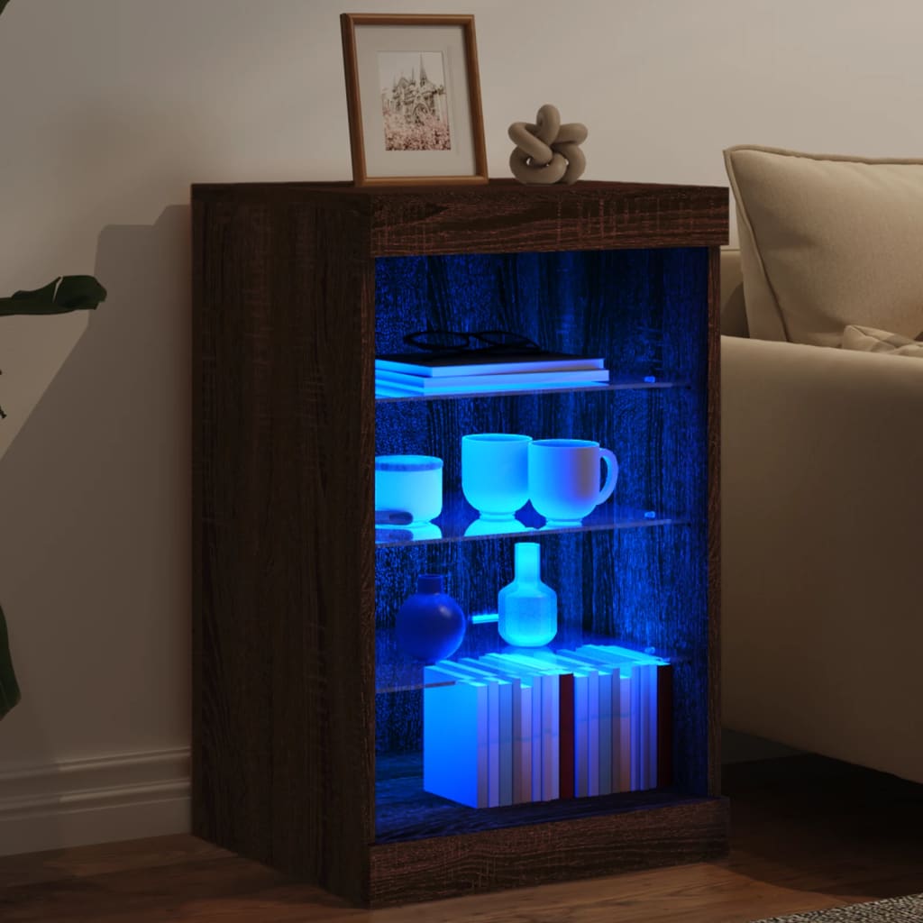 Buffet avec lumières LED chêne marron 41x37x67 cm