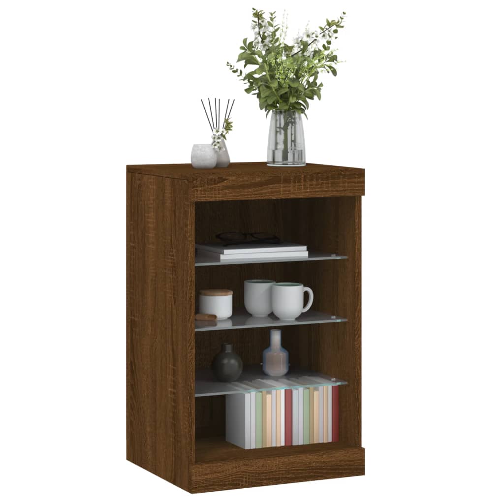 Buffet avec lumières LED chêne marron 41x37x67 cm