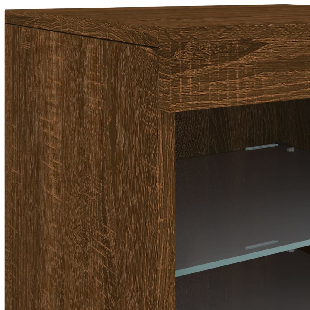 Buffet avec lumières LED chêne marron 41x37x67 cm