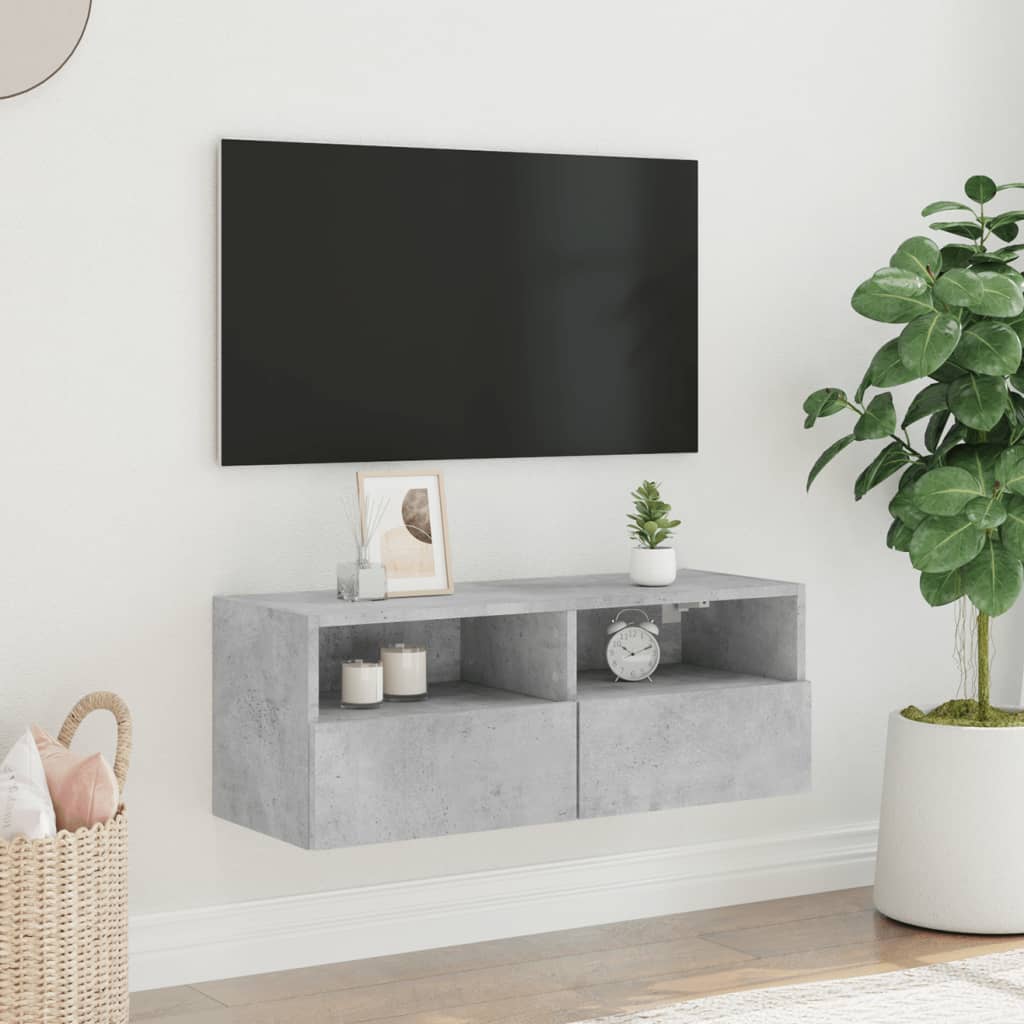 Gray wall tv cabinet 80x30x30 cm engineering wood