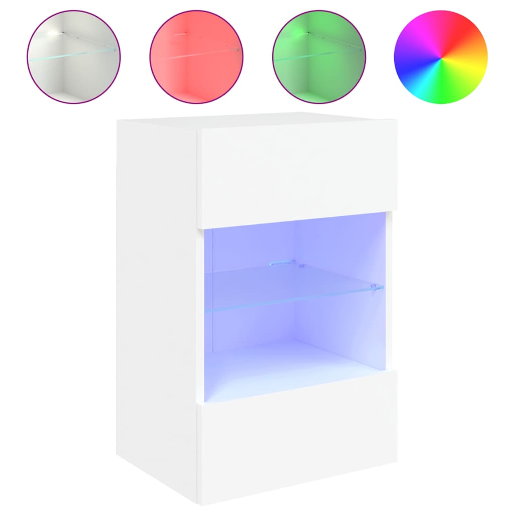 Wall TV cabinet with white LED lights 40x30x60.5 cm