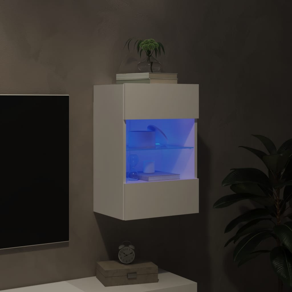 Wall TV cabinet with white LED lights 40x30x60.5 cm