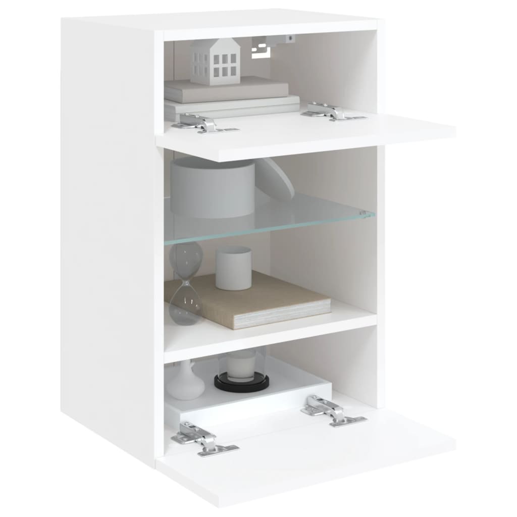 Wall TV cabinet with white LED lights 40x30x60.5 cm