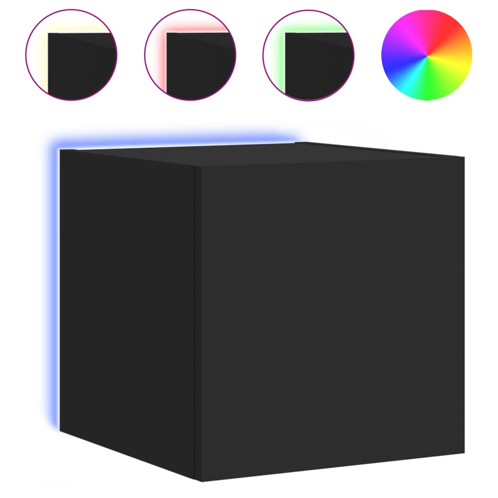 Wall TV cabinet with black LED lights 30.5x35x30 cm