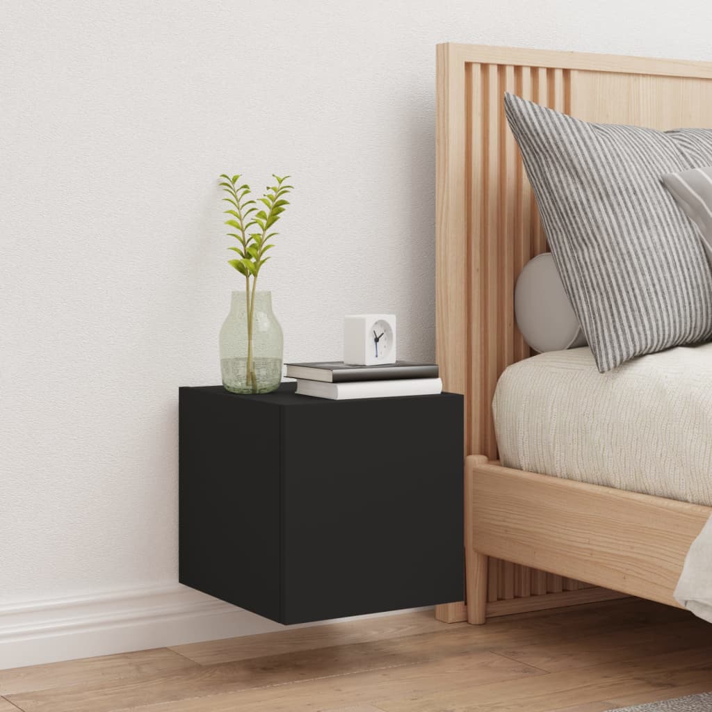Wall TV cabinet with black LED lights 30.5x35x30 cm