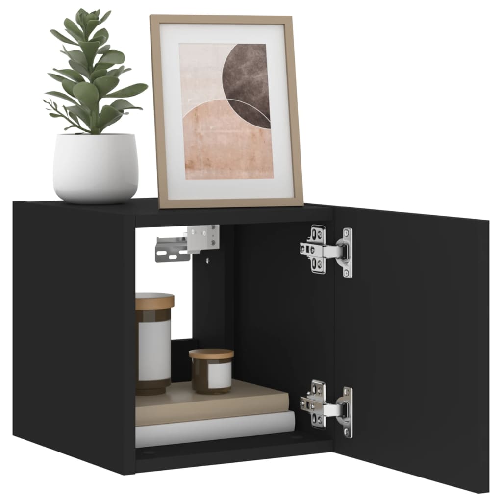 Wall TV cabinet with black LED lights 30.5x35x30 cm