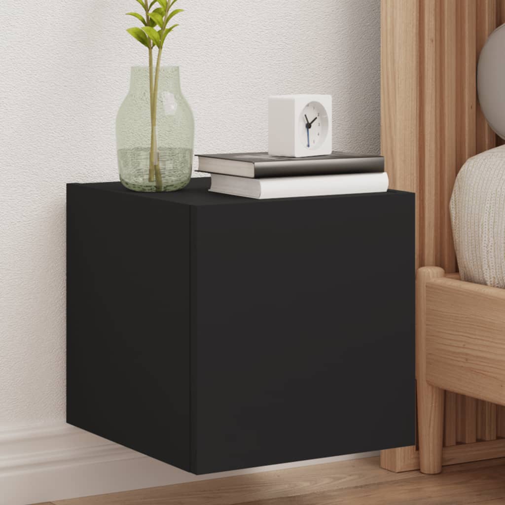 Wall TV cabinet with black LED lights 30.5x35x30 cm