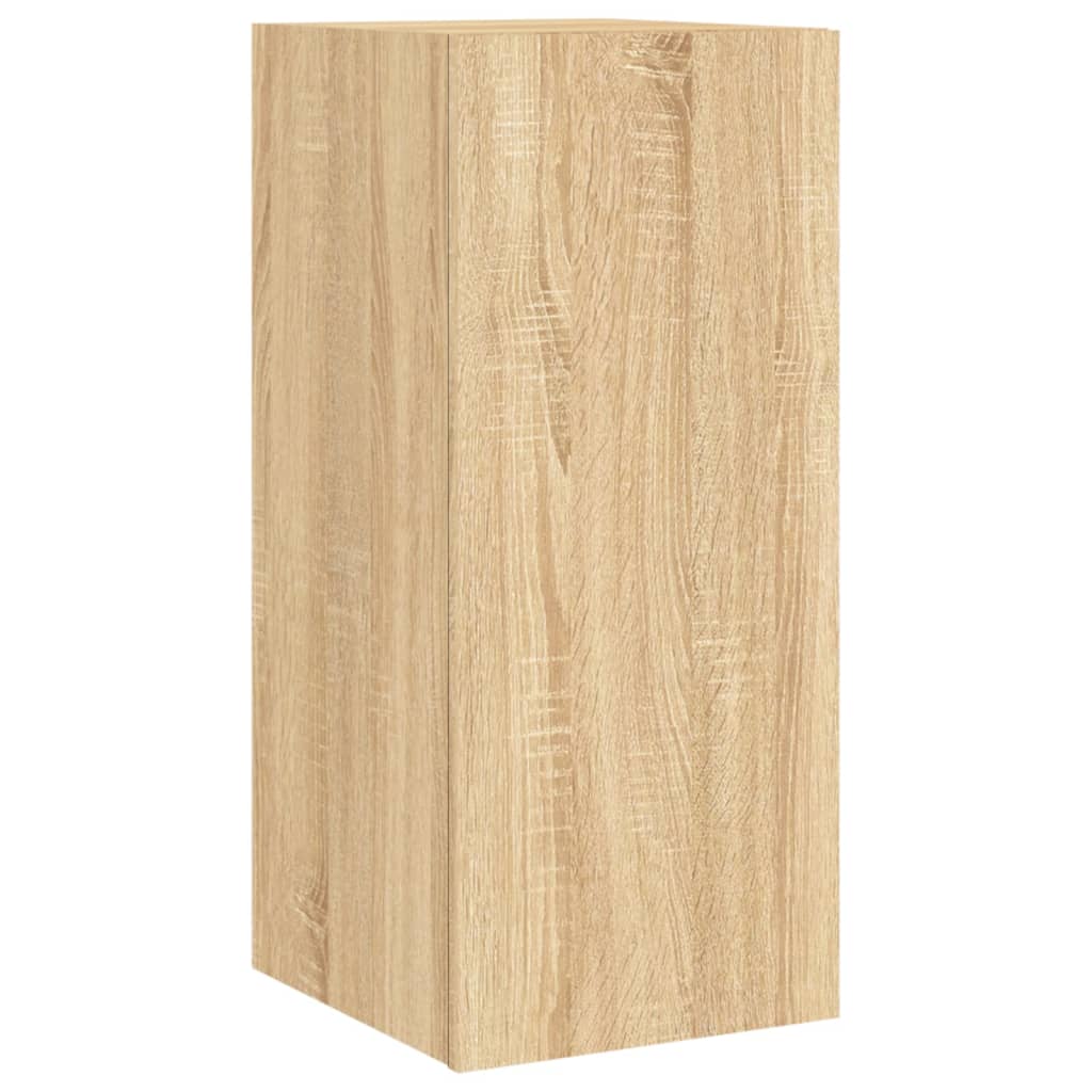 Wall TV cabinet with LED light oak light 30.5x35x70 cm