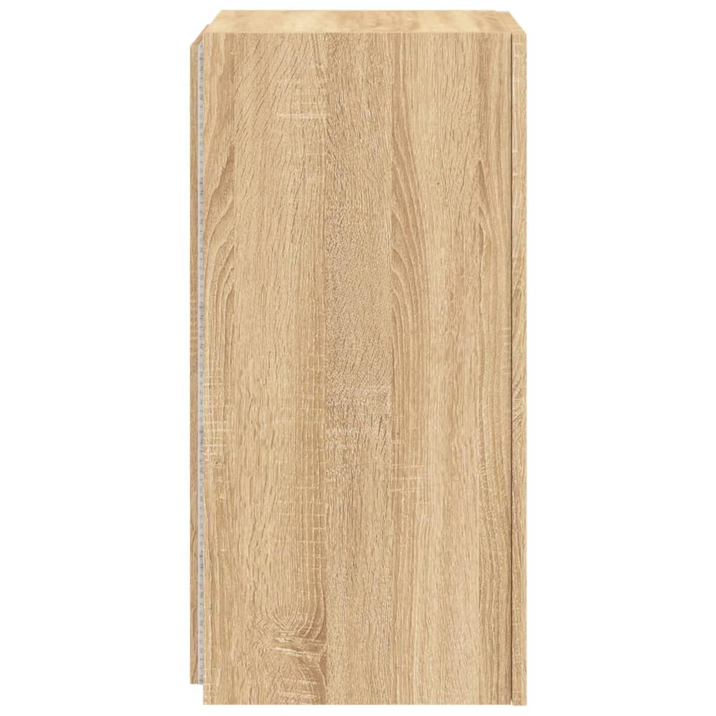 Wall TV cabinet with LED light oak light 30.5x35x70 cm