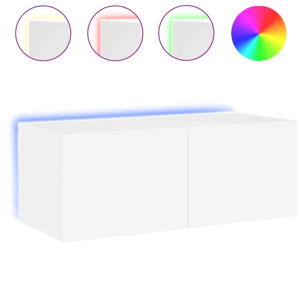 Wandfernsehschrank mit weißem LED -Licht 80x35x31 cm