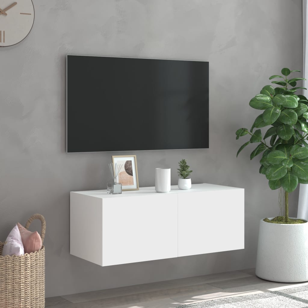 Wandfernsehschrank mit weißem LED -Licht 80x35x31 cm