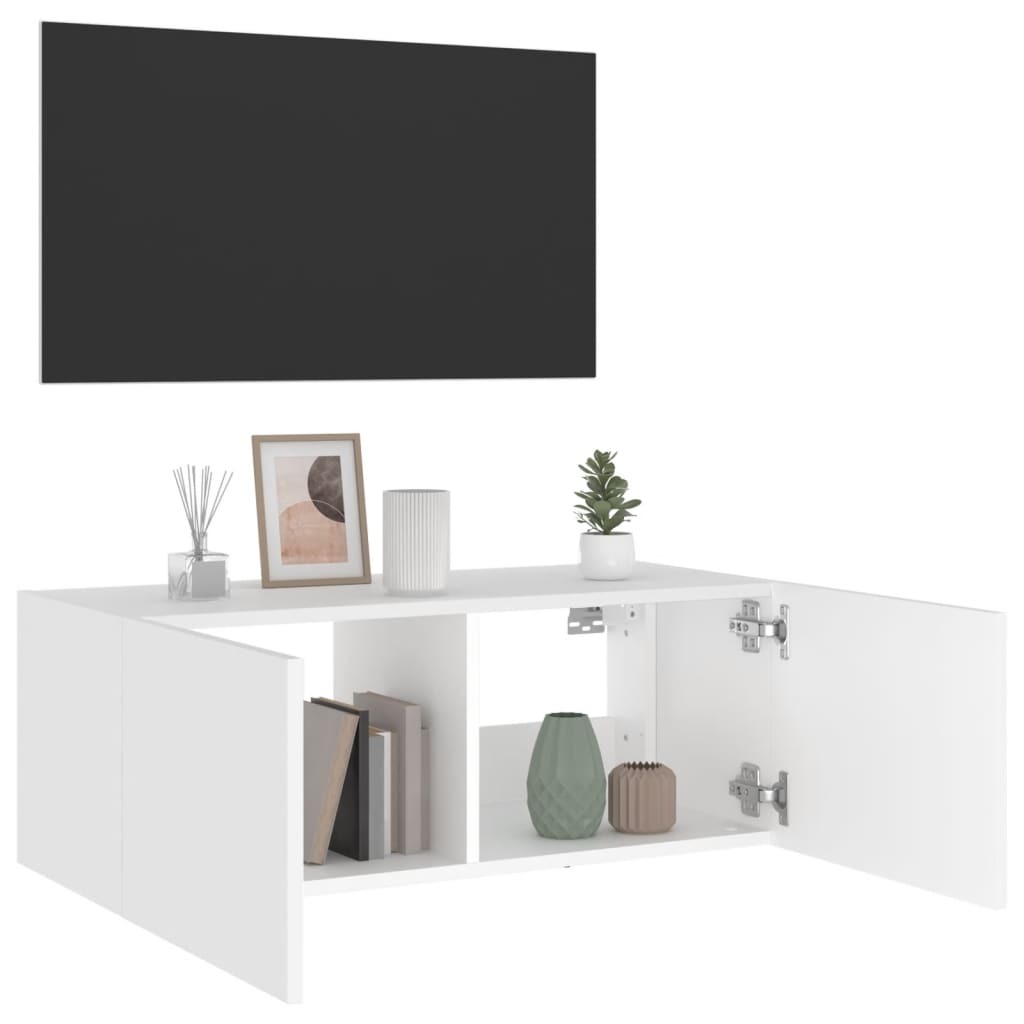 Wandfernsehschrank mit weißem LED -Licht 80x35x31 cm