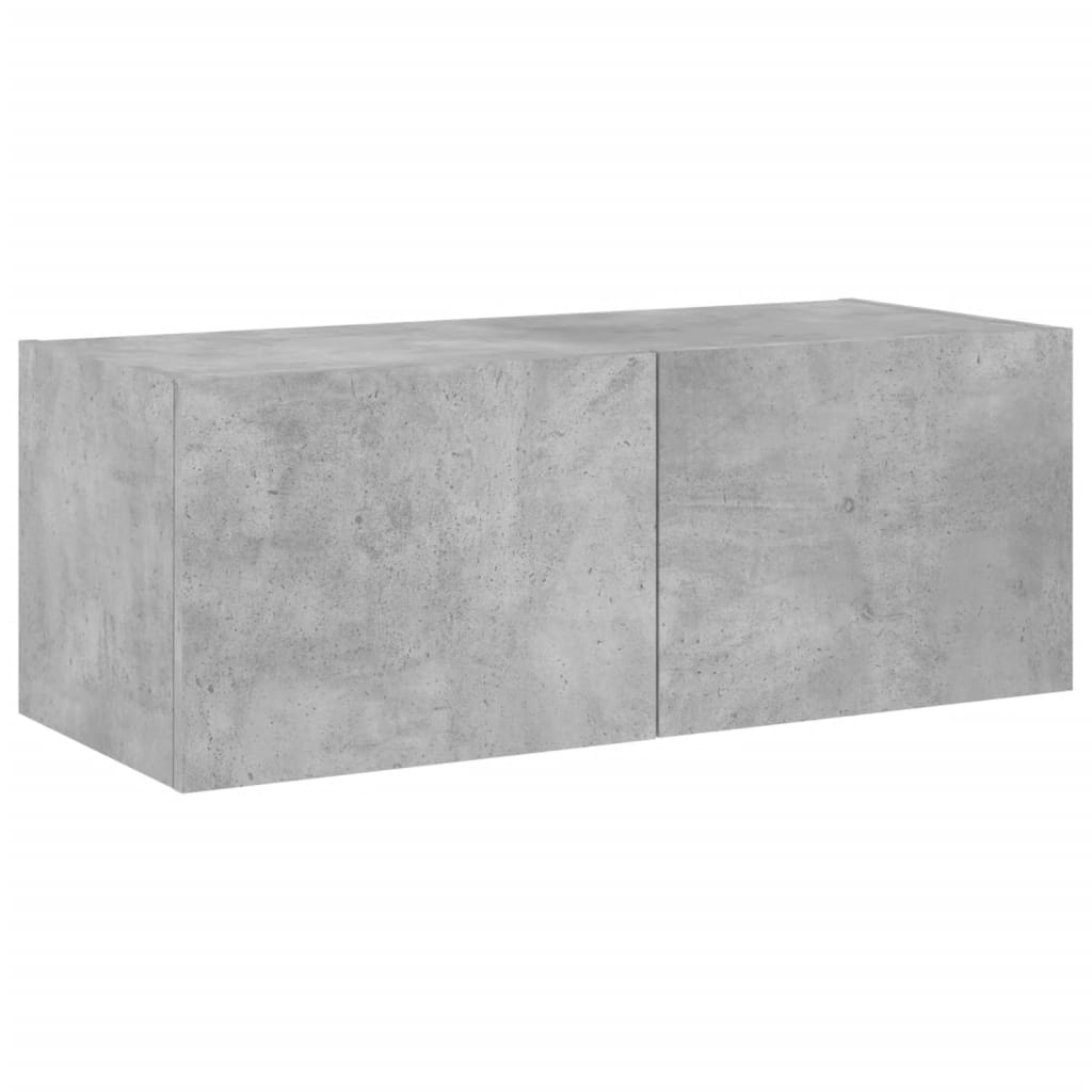 Gabinete de TV de pared con hormigón gris claro LED 80x35x31 cm