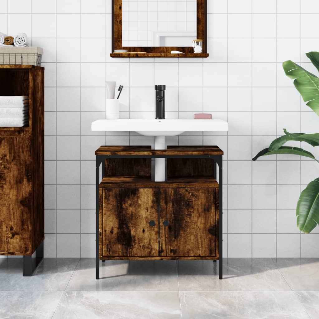 Lavandino per bagno in quercia fumo 60x30x60 cm