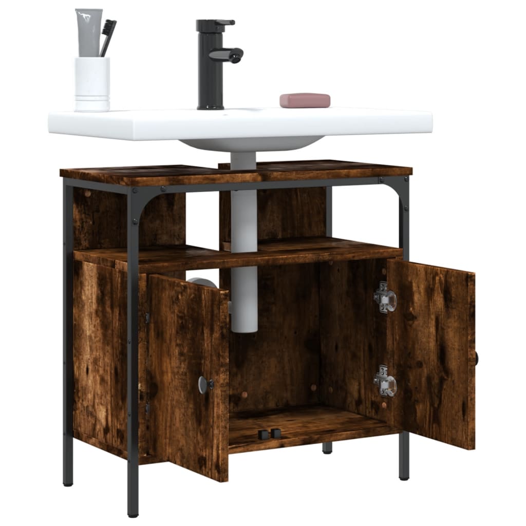 Lavandino per bagno in quercia fumo 60x30x60 cm