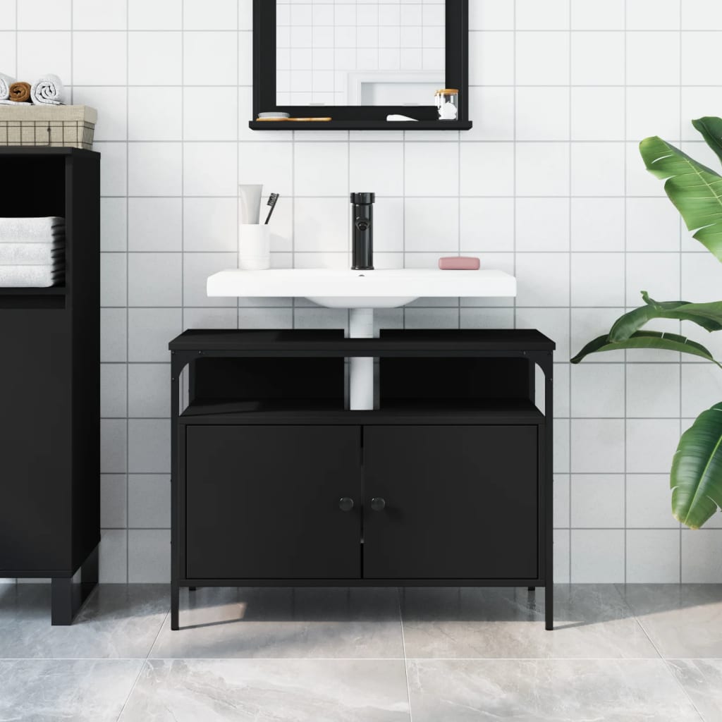 Lavandino del bagno nero 60x30x60 cm