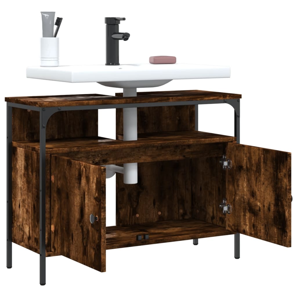 Lavandino per bagno in quercia fumo 60x30x60 cm